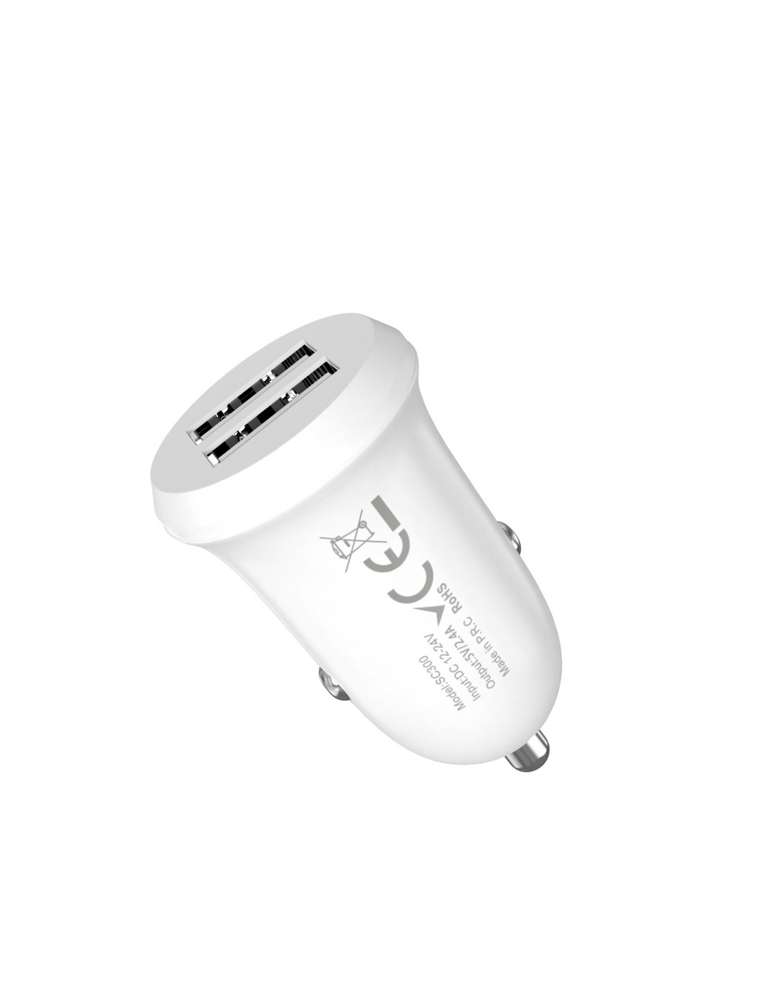 CARICATORE AUTO 2.4A 2 PORTE Bianco CARICATORE AUTO 2.4A 2 PORTE Bianco
