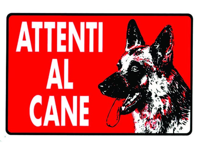 CARTELLO "ATTENTI AL CANE" Rosso