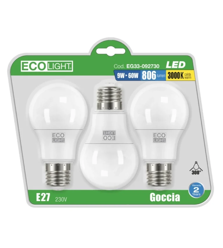 LAMPADINA LED GOCCIA 9W E27 806LM IP20