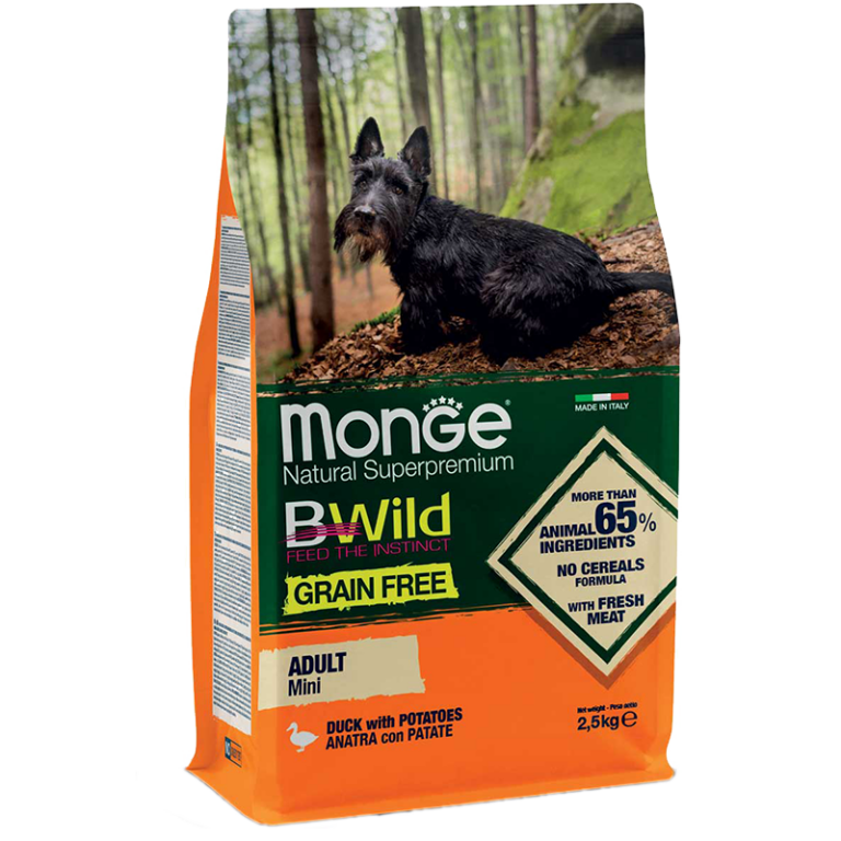 MONGE BWILD DOG kg 2.5 Anatra/Patate