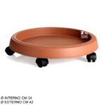 SOTTOVASO c/RUOTE cm 35 Terracotta