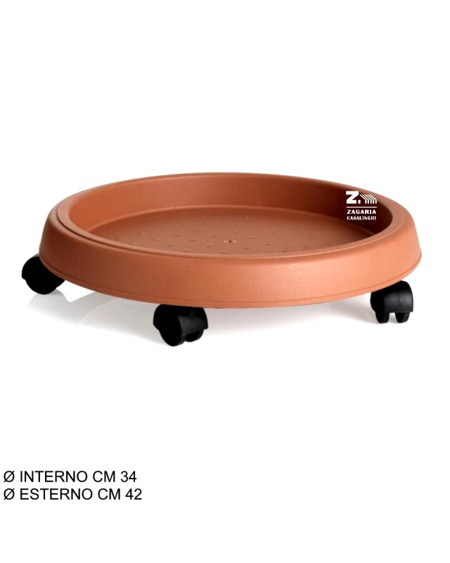 SOTTOVASO c/RUOTE cm 35 Terracotta