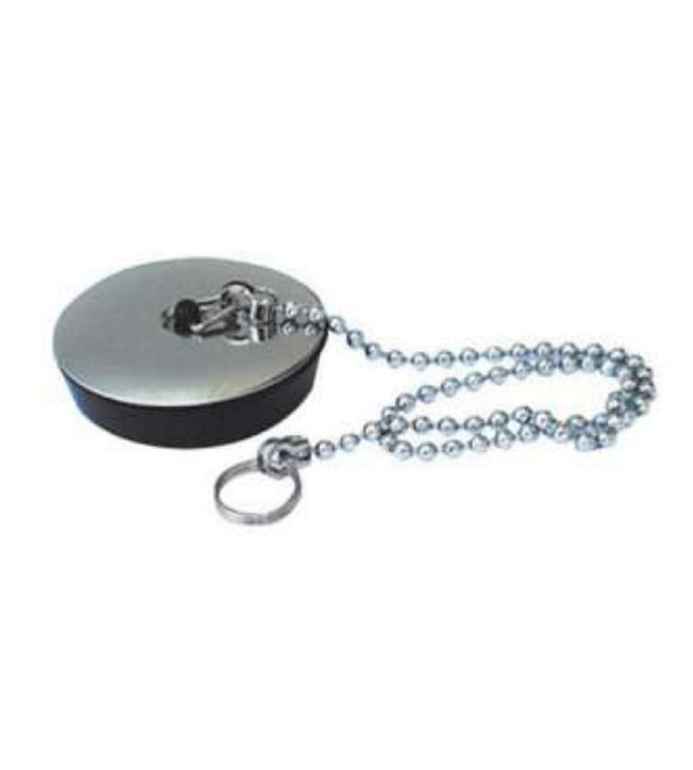 TAPPO NERO c/PLACCA INOX E CATENA D.47
