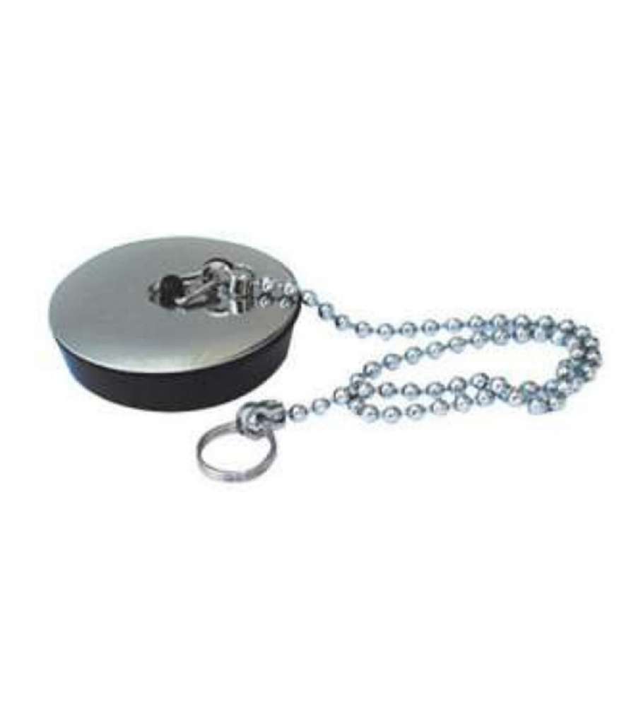 TAPPO NERO c/PLACCA INOX E CATENA D.47 TAPPO NERO c/PLACCA INOX E CATENA D.47
