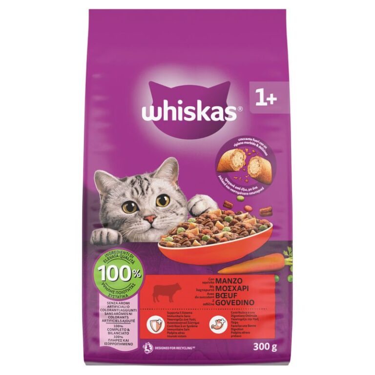 WHISKAS ADULT 1+ MANZO GR 300