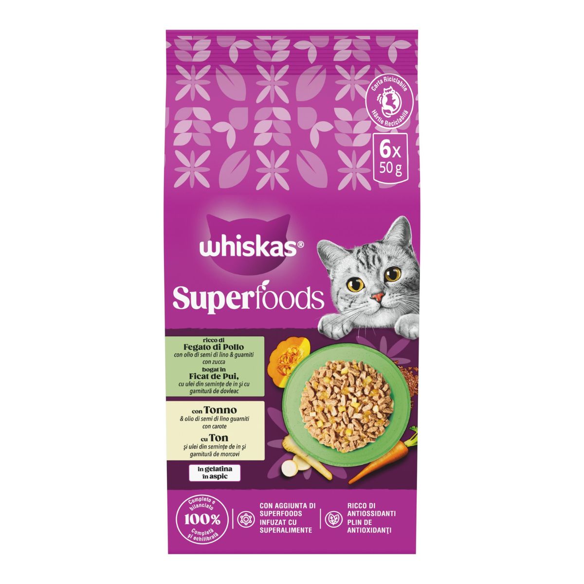 WHISKAS SUPERFOODS gr 50x6 Assortito WHISKAS SUPERFOODS gr 50x6 Assortito