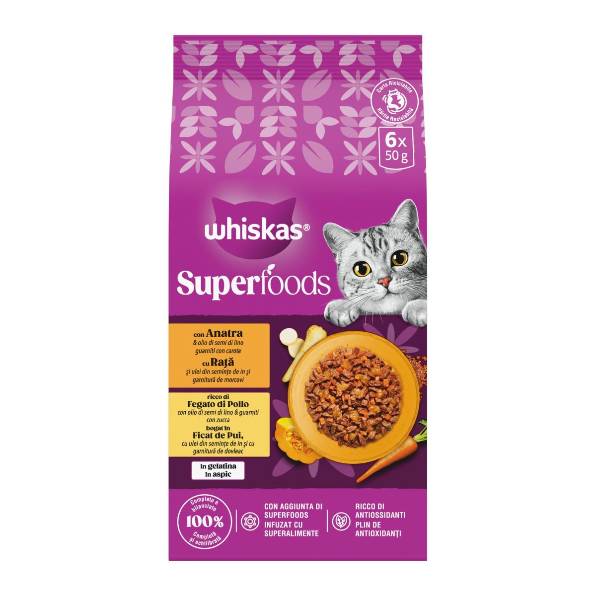WHISKAS SUPERFOODS gr 50x6 Delicato WHISKAS SUPERFOODS gr 50x6 Delicato