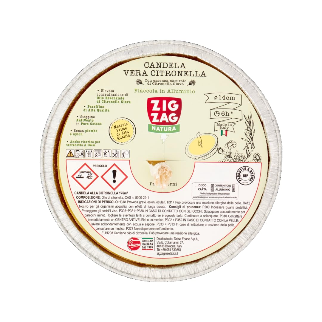 ZIG ZAG CANDELA FIACCOLA D.14 Citronella ZIG ZAG CANDELA FIACCOLA D.14 Citronella